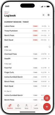 Progressiv Workout log screen